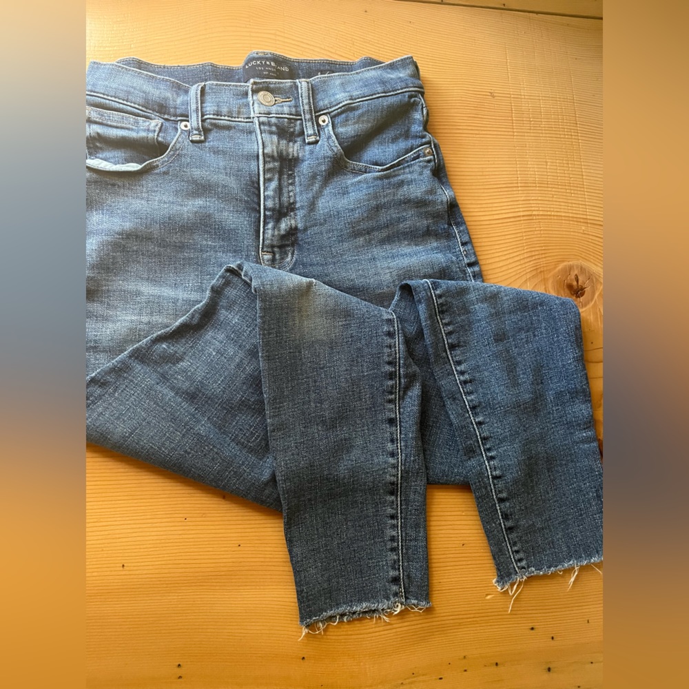 Lucky Brand Bridgette Jeans High-Rise Denim Womens Size 6/28 Raw Hem Crop Ankle